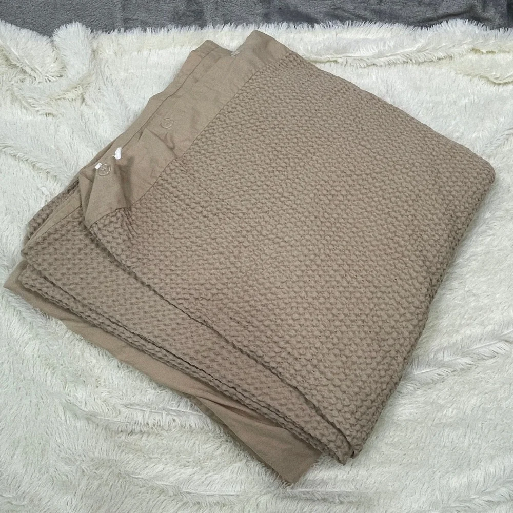 Bedsure Duvet Cover Unisex 82x86‎ Tan Excellent Waffle Weave 100% Cotton Button